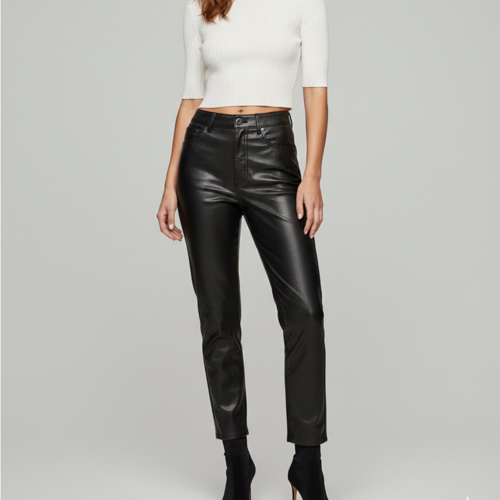 Abercrombie & Fitch Curve Love Vegan Leather Ankle Straight Pants